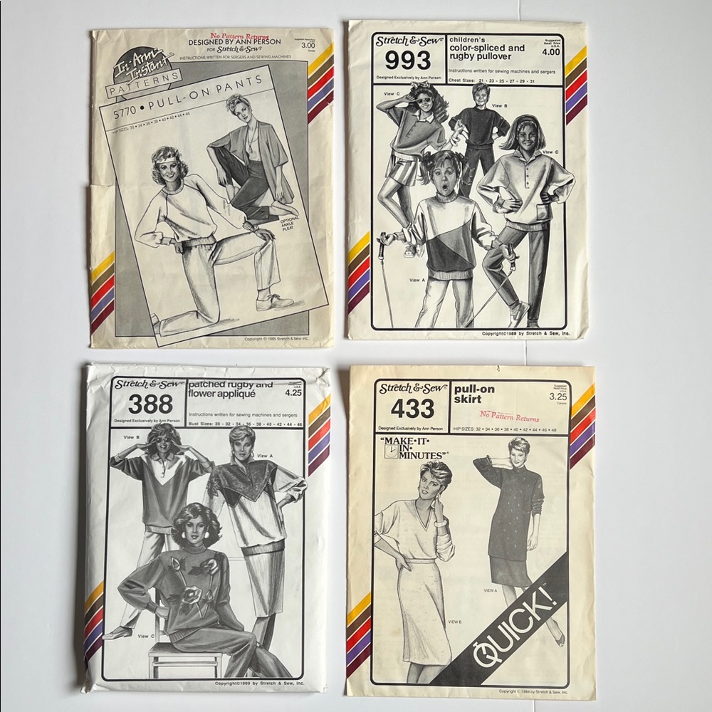 Vintage Stretch & Sew  Four patterns included in this listing pullover pattern